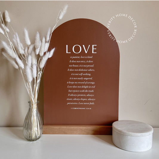 'Love is' Large Verse Print + Oak Base Set