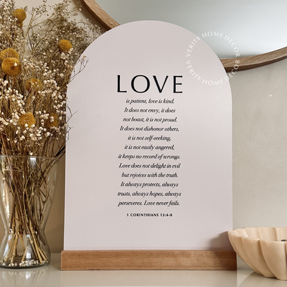 'Love is' (new colour) Large Verse Print + Oak Base Set