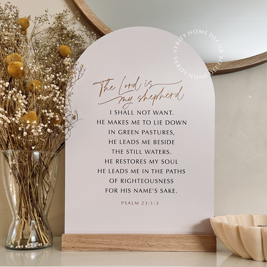 'Psalm 23' Large Verse Print + Oak Base Set